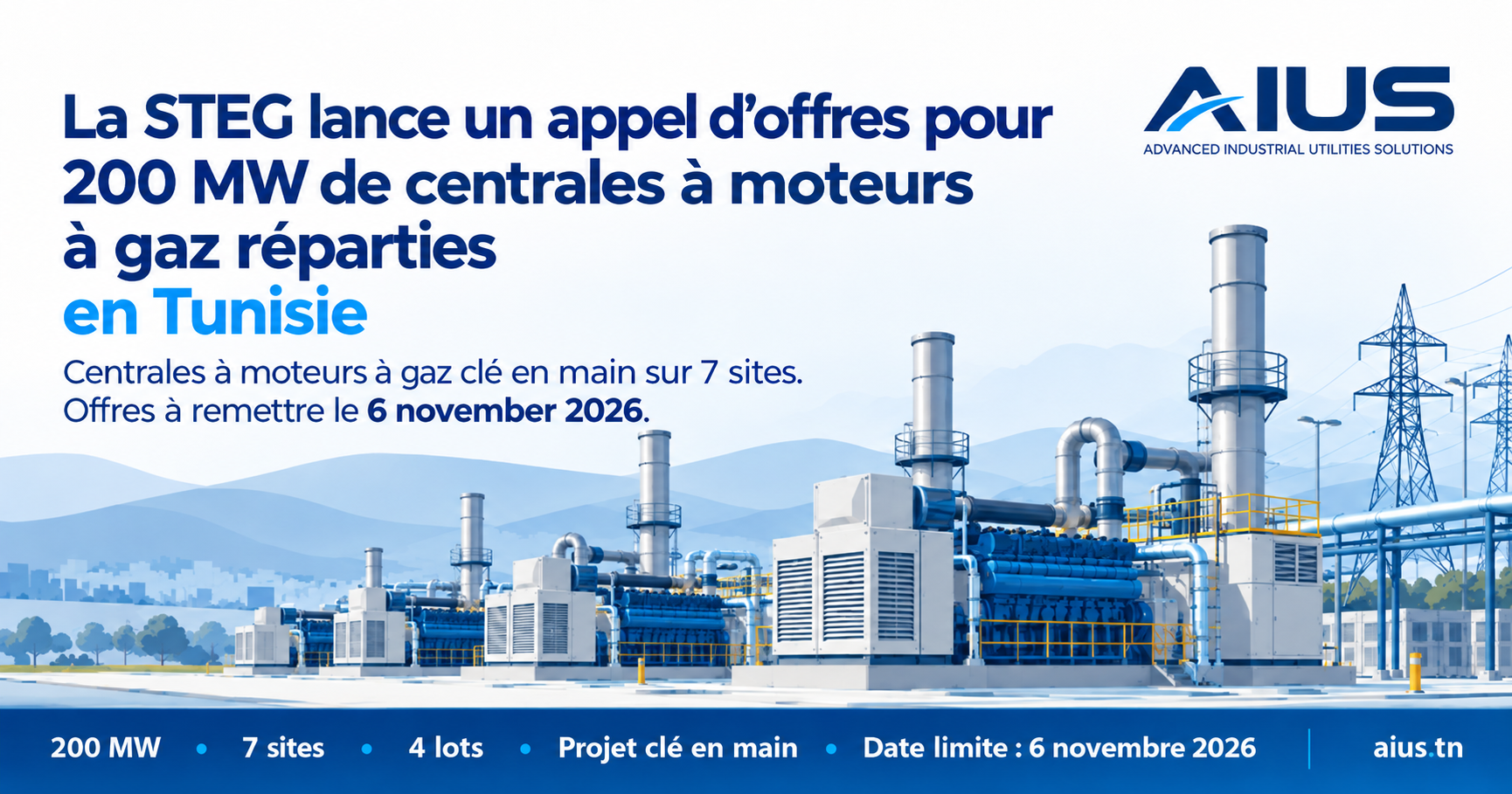 Appel d’offres STEG 200 MW en Tunisie