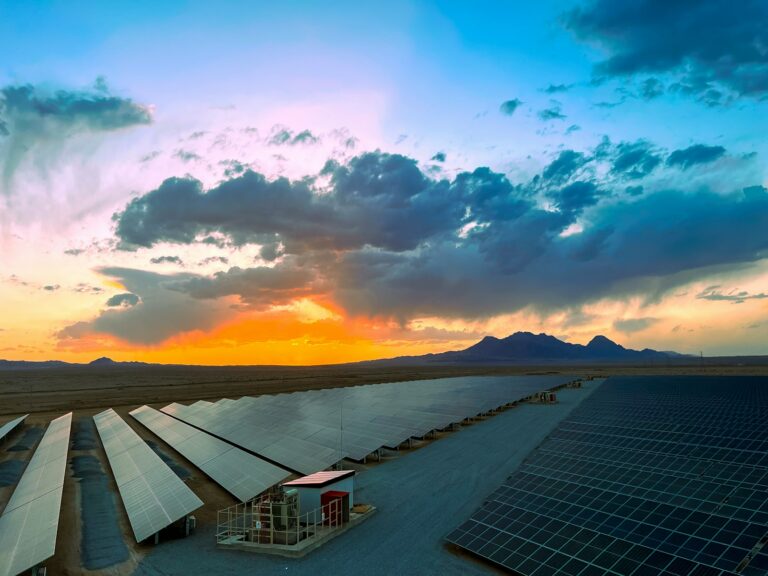 Utility-scale solar plant in a desert setting